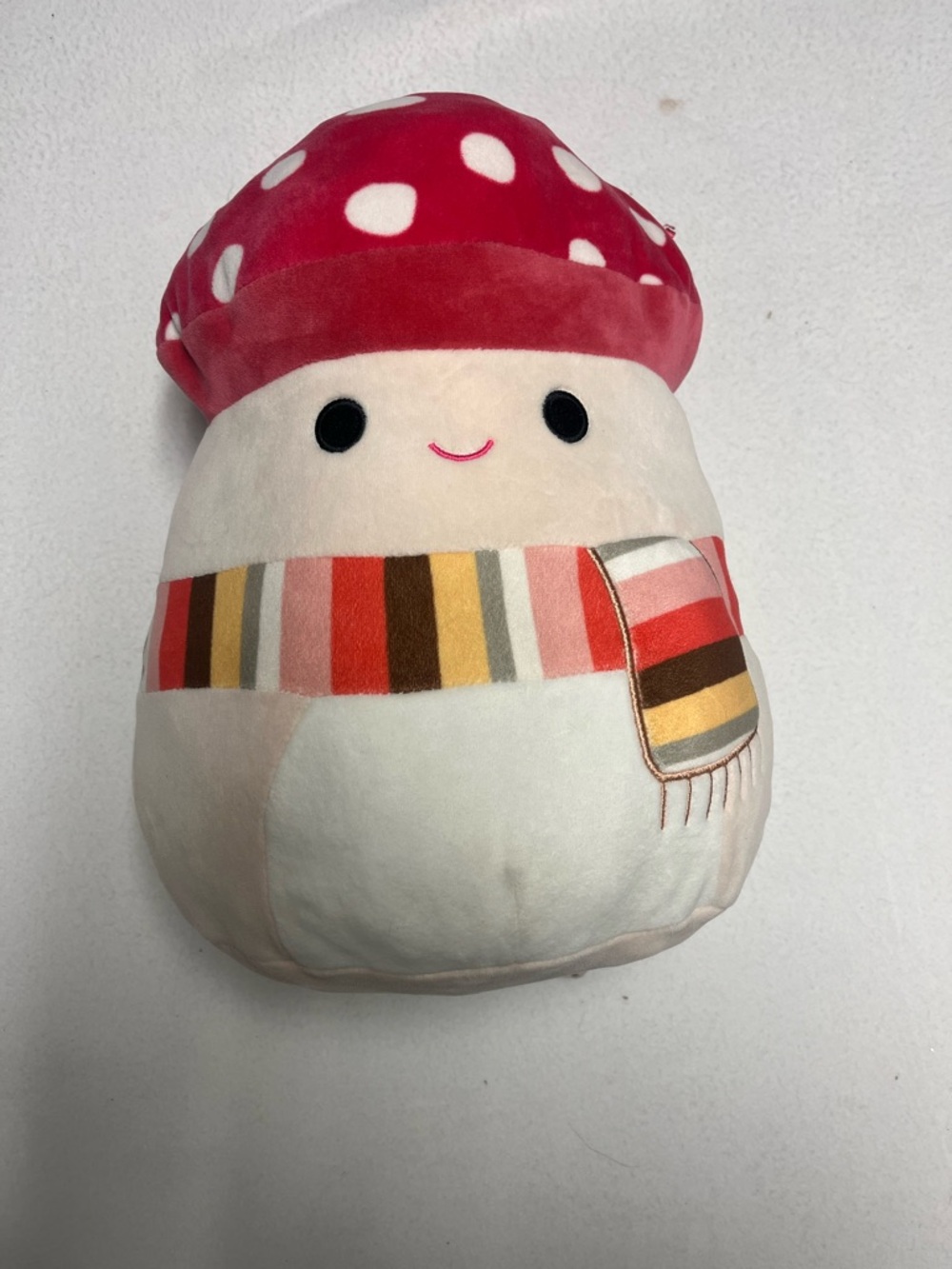 Squishmallows Pink & White Mushroom Plush with Multicolor Scarf